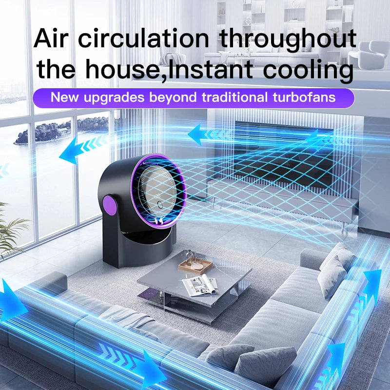 Electric Fan Desktop Silent Wall Mounted Air Conditioner Bladeless Fan USB Charging Portable Office Indoor Camping Peaceful Pleasures Health and Wellness
