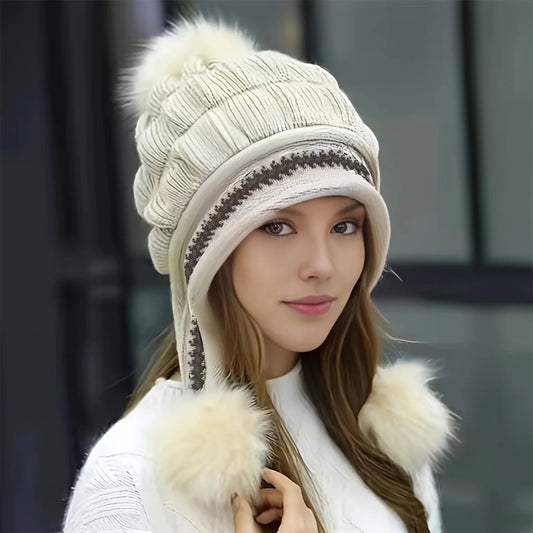 Women's Knitted Warm Hats Soft Stretch Thick Knitted Skull Cap Beanie Suitable for Cold Weather Peaceful Pleasures Health and Wellness