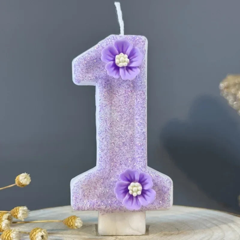 2026 New Cute Purple Flowers 3D Number Cake Candles for Birthday Party Decorations Birthday Decoration Cake Decorating Tools Peaceful Pleasures Health and Wellness 1