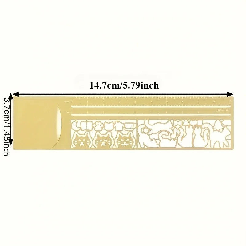 Cute Cat Pattern Double-sided Bookmark Ruler Precise Stationery Diary