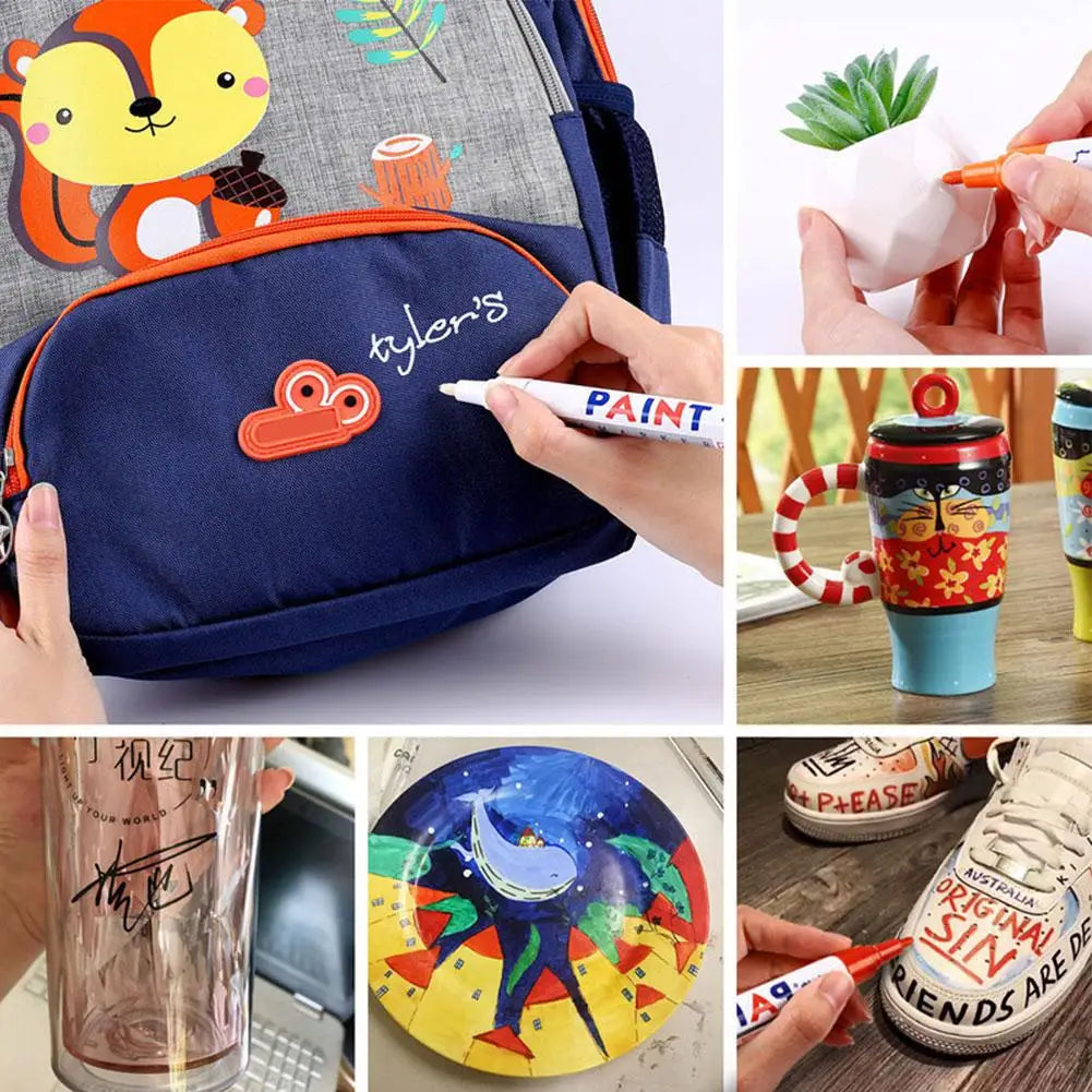 Color Waterproof Cars Wheel Tire Oily Mark Pen Auto Rubber Tyre Paint Pen Cd Metal Permanent Paint Marker Graffiti Touch Up Peaceful Pleasures Health and Wellness