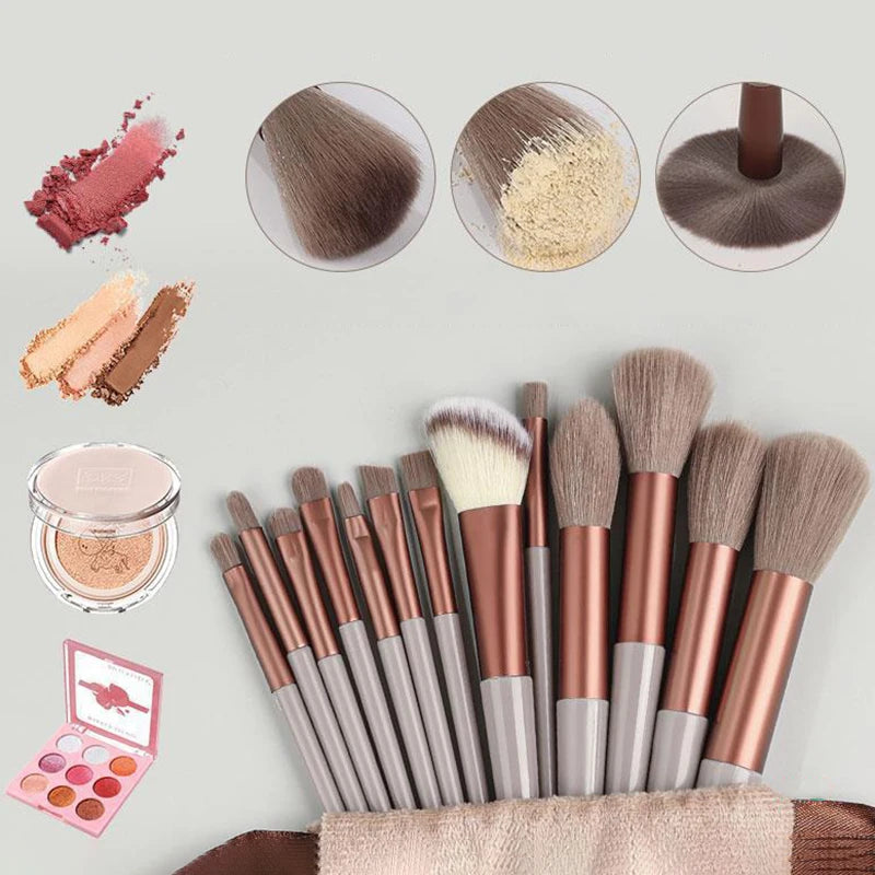 13PCS Of New Makeup Brush Set Portable Soft Hair Powder Brush Eye Shadow Brush Full Set Of Makeup Brush Tools Peaceful Pleasures Health and Wellness