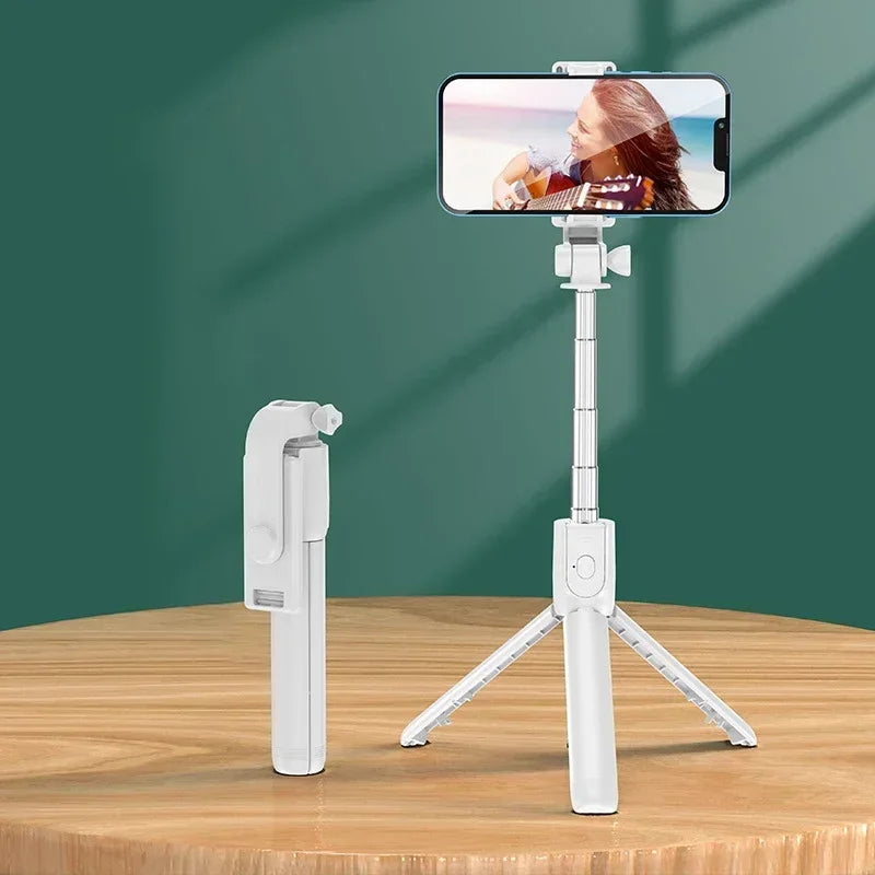 Selfie Stick Telescopic Travel Handheld Tripod Portable Phone Stand [700mm] Bluetooth Remote Extendable Phone Tripod Peaceful Pleasures Health and Wellness No Light White