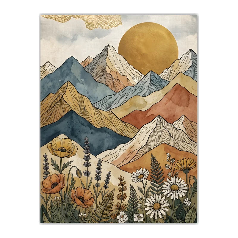Boho Landscape Canvas Wall Art – Western Mountain Print Décor Canvas Wall Art Peaceful Pleasures Health and Wellness 01 50x70cm NoFrame China Mainland
