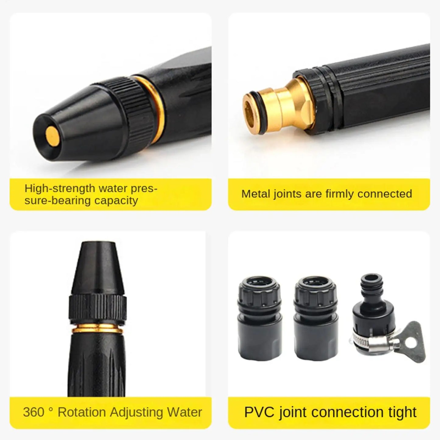 Car Wash Sprayer Leak Proof Portable Hose Nozzle High Pressure Water Sprayer for Garden Watering, Outdoor Pathway Backyard Patio Peaceful Pleasures Health and Wellness