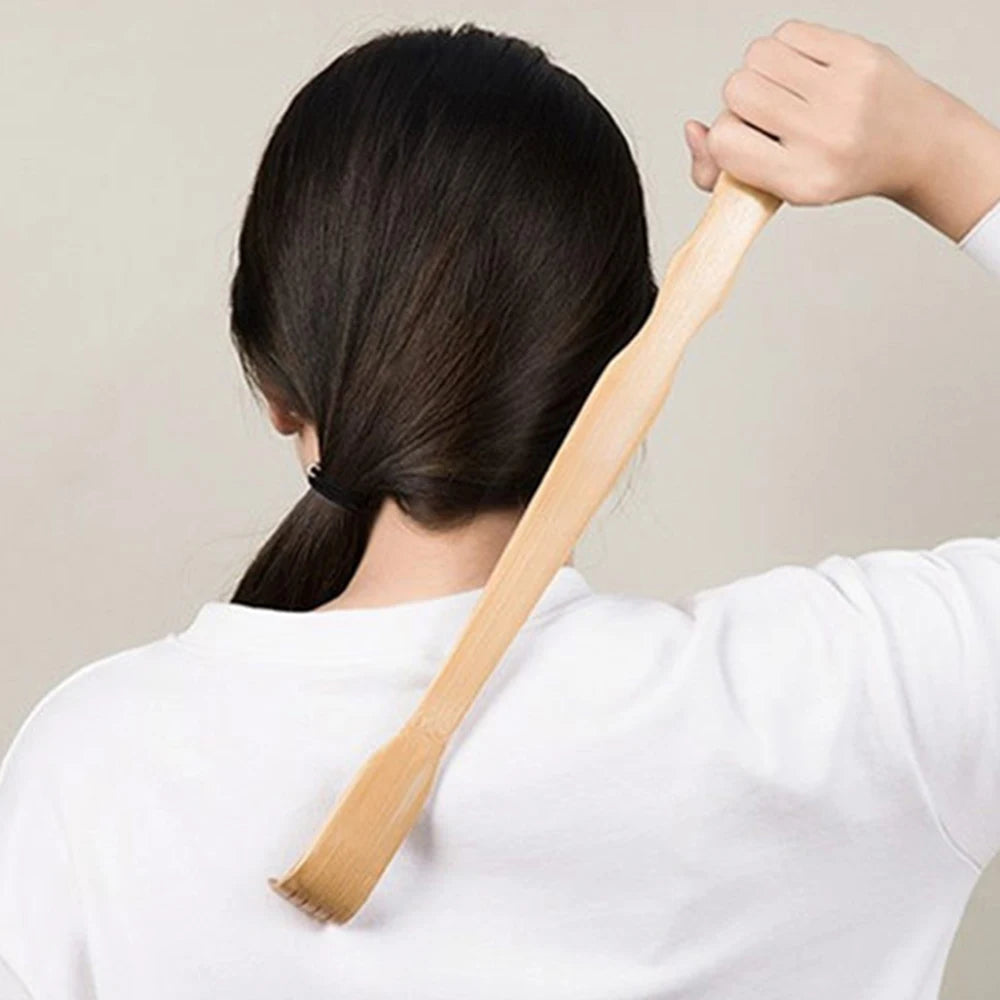 Bamboo Back Scratcher Aid Stick Scratching Massage Roller Long Wooden Body Large Stick for Men and Women Back Scratcher Massager Peaceful Pleasures Health and Wellness