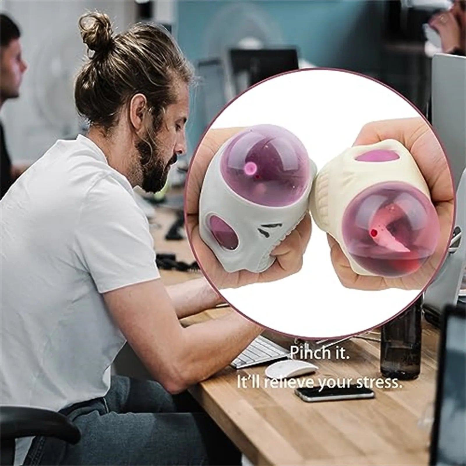 Halloween Squeeze Toys Skull Stress Ball Halloween Squishy Toys Skeleton Head Ugly Cute Bursting Eyes Wacky Creations Kid Toys Peaceful Pleasures Health and Wellness