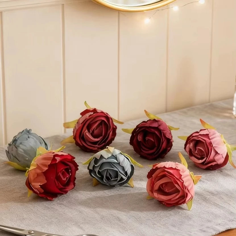 Silk Rose Heads Artificial Flowers 10/50pcs – Wedding & Home Decor