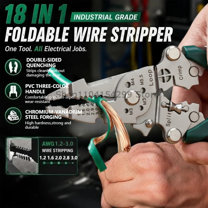 Foldable Wire Stripper Crimping Plier 5-in-1 Electrician Tool