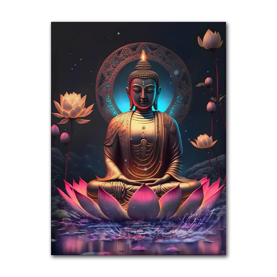 Buddha Canvas Wall Art | Unframed Buddhism Poster Print