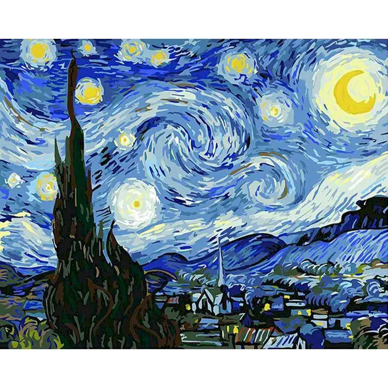 Van Gogh Starry Sky Paint by Numbers Kit | 60x75cm Canvas Paint by Numbers Kit Peaceful Pleasures Health and Wellness