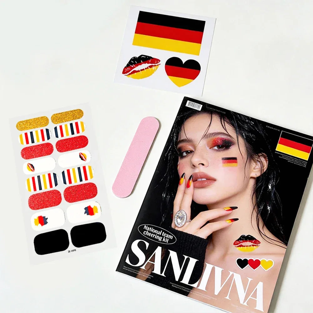 3-Piece Flag Nail Sticker & Foil Art Accessories Set Peaceful Pleasures Health and Wellness