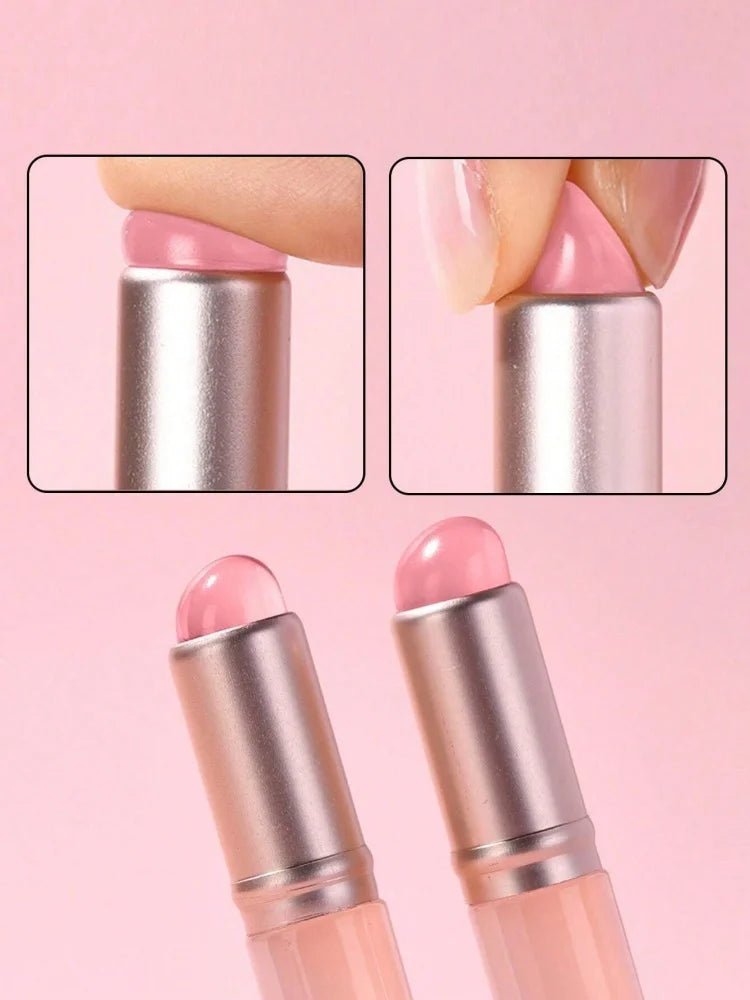 Jelly Pink Nail Art Silicone Brush Reusable Mirror Powder Pigment Applying Manicure Tool Soft Q-elastic Smudge Nail Brush Stick Peaceful Pleasures Health and Wellness