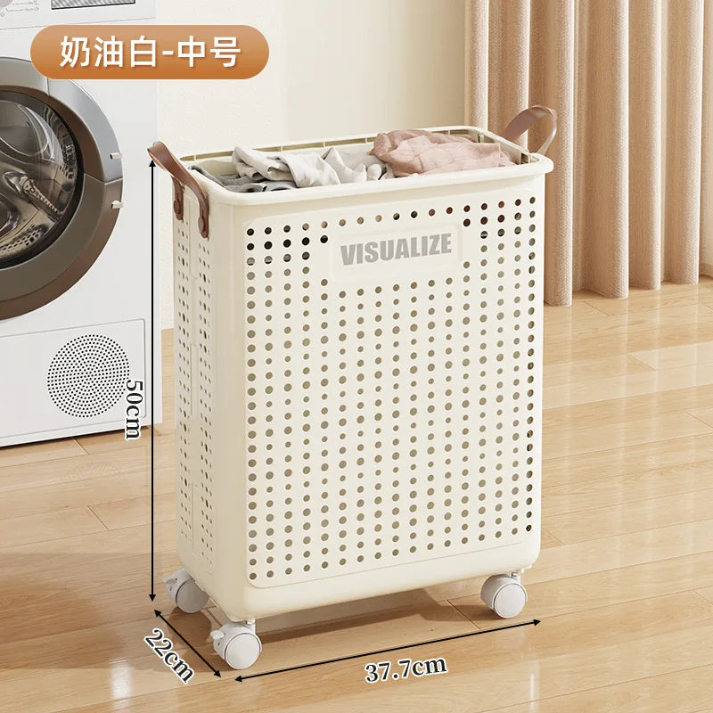 Foldable Laundry Basket Handle Portable Collapsible Storage Bin Dirty Clothes Saving Yoga Mat Organizer Peaceful Pleasures Health and Wellness S Orange with Wheels