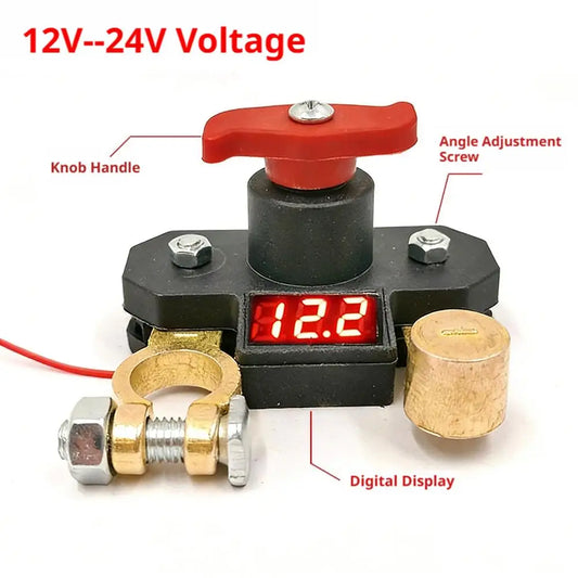 12V-24V Car Battery Disconnect Switch with Digital Voltmeter, 180° Rotatable Power Cut-Off Kill Switch for Car Truck RV Boat ATV Peaceful Pleasures Health and Wellness
