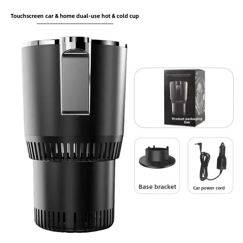 Portable Car Smart Cooling Heating Cup One Key Fast Cool Heat Digital Display Auto Heating Mug Summer Cooling Cup for Car Peaceful Pleasures Health and Wellness Black