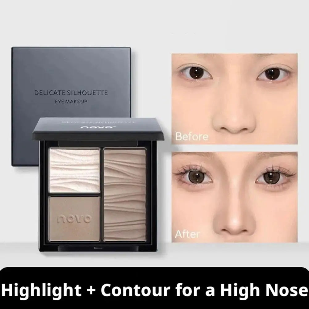 3-color Contour Powder Palette 3D Natural Highlighter Contour Matte Nose Shadow Long-lasting Brightens Facial Makeup Cosmetics Peaceful Pleasures Health and Wellness
