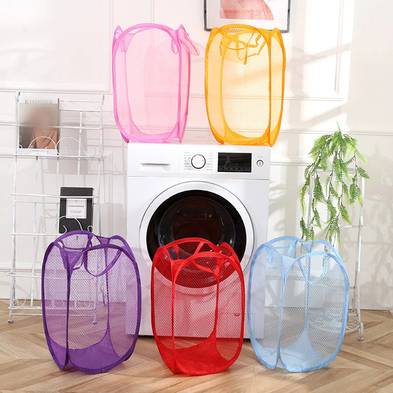 Mesh Foldable Dirty Clothes Basket, Monochrome Minimalist Dirty Clothes Basket, Household Bathroom Laundry Basket Peaceful Pleasures Health and Wellness