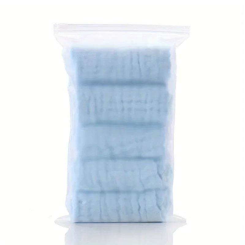 5 pieces of small square towel Soft and comfortable absorbent children's towel Green spring square kindergarten hand towel face Peaceful Pleasures Health and Wellness blue 5 pieces