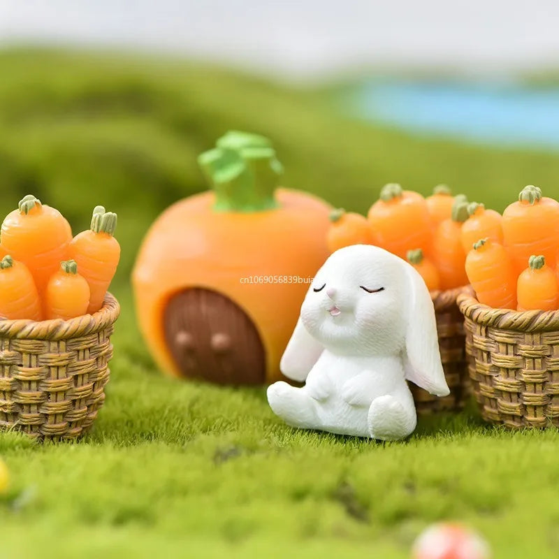 1Pcs Rabbit Miniature, Figurines Carrot Fairy Garden, Mini DIY Ornament, Micro Landscape Decorations for Home Kitchen Cake decor Peaceful Pleasures Health and Wellness