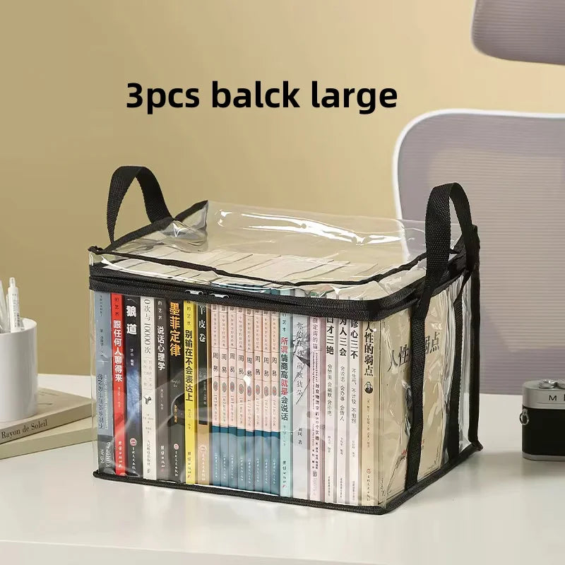 Foldable Book Box Student Dormitory Classroom Organizer Transparent