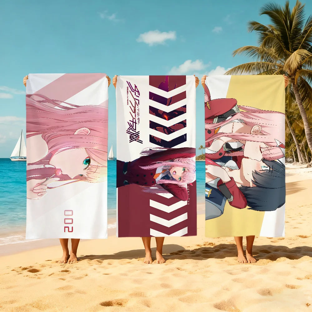 Zero Two Anime Quick-Dry Beach Towel | Soft & Lightweight Anime Beach Towel Peaceful Pleasures Health and Wellness