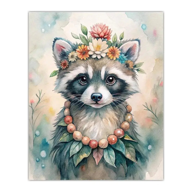 Woodland Animal Floral Wreath Canvas Print | Nursery Wall Art Canvas Wall Art Print Peaceful Pleasures Health and Wellness 10 50x70cm NoFrame China Mainland