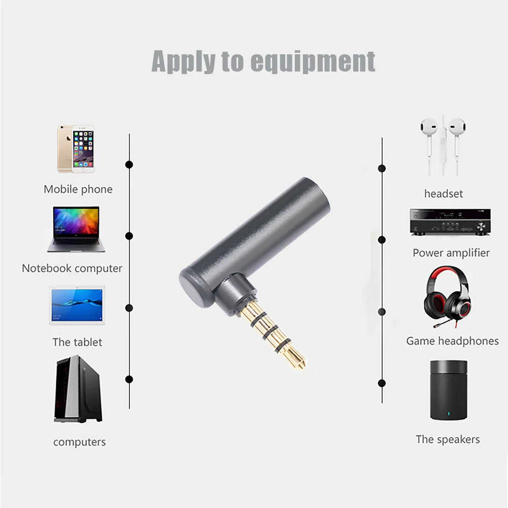 5-Pack 3.5mm Right Angle Audio Adapter 90° TRRS Male to Female