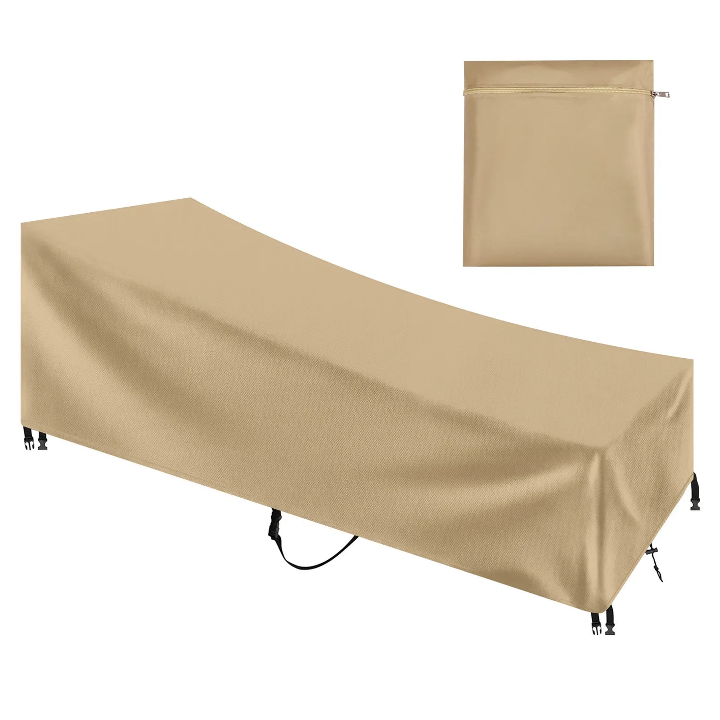Patio Chaise Lounge Cover Waterproof Sunlounger Cover Outdoor Lounge Chair Cover Anti-UV and Dustproof Lawn Furniture Cover ﻿ Peaceful Pleasures Health and Wellness Khaki 210x150x40x90CM
