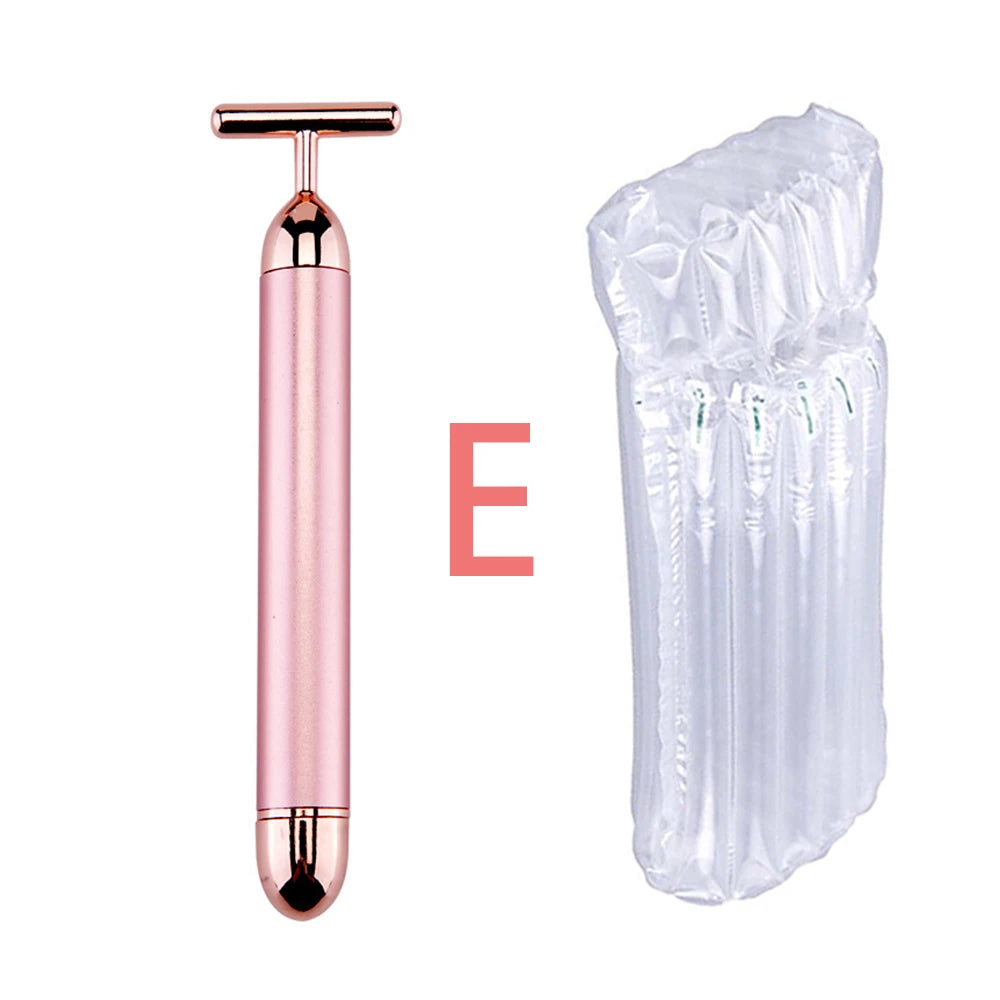 New Electric Vibrating Jade Roller Massager For Slimming Face Lifting Rose Quartz 3D Roller Stone Facial Skin Care Beauty Tool Peaceful Pleasures Health and Wellness E No Box