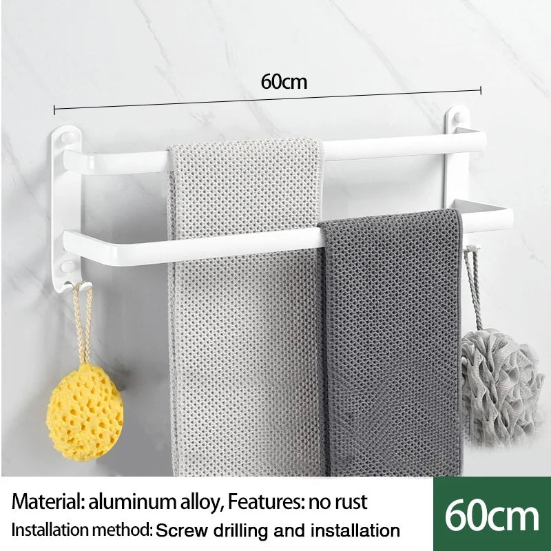 Wall-Mounted Aluminum Towel Rack | 1, 2 & 3 Bar Options