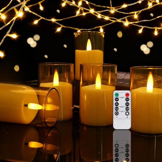Flameless LED Candles 3D Wick with Remote, Timer & Lampshade Flameless LED Candles Peaceful Pleasures Health and Wellness Gold