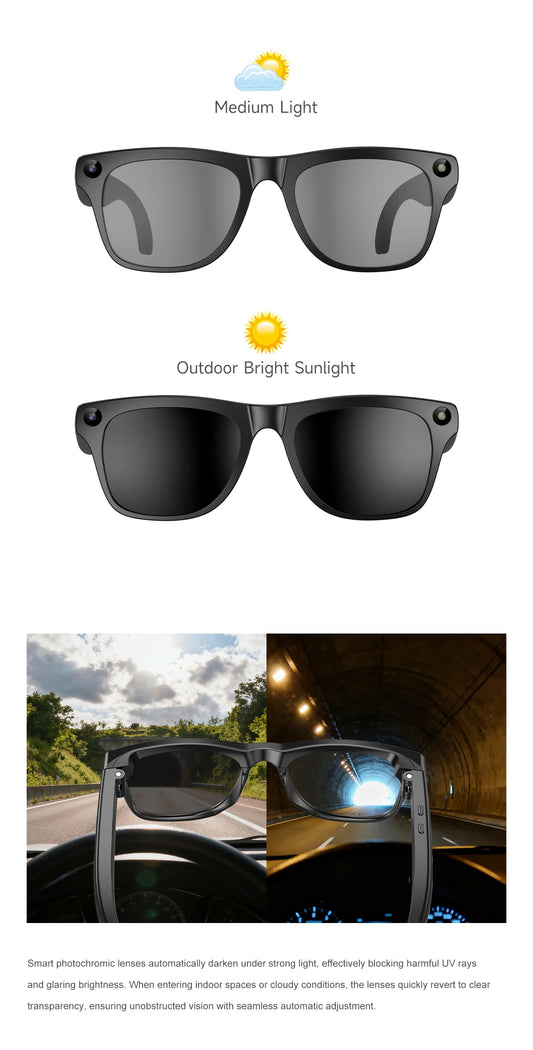 2026 8MP AI Smart Glasses Color-Changing Video Photo Camera Bluetooth Music Calling Translation Multifunction For IPhone Android Peaceful Pleasures Health and Wellness
