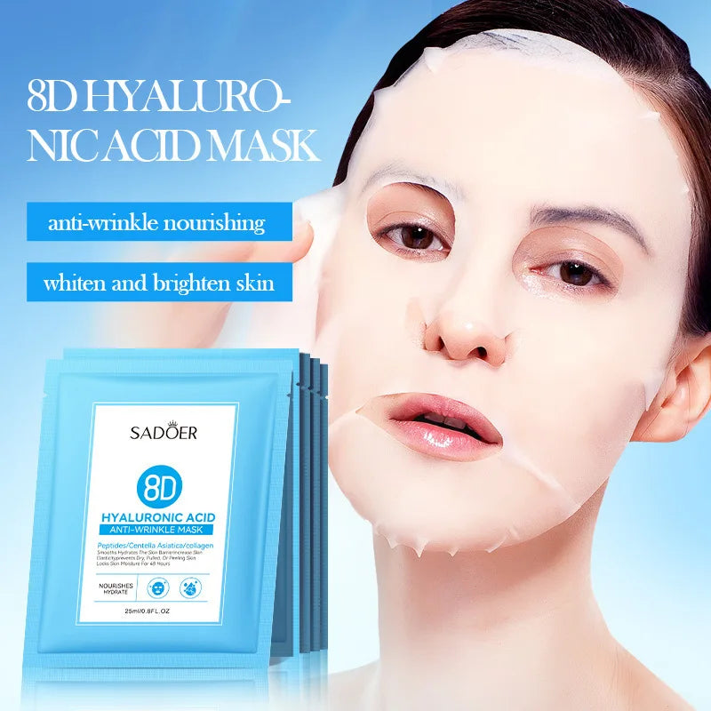 SADOER 8D Hyaluronic Acid Face Mask 5pcs – Hydrating Anti-Wrinkle