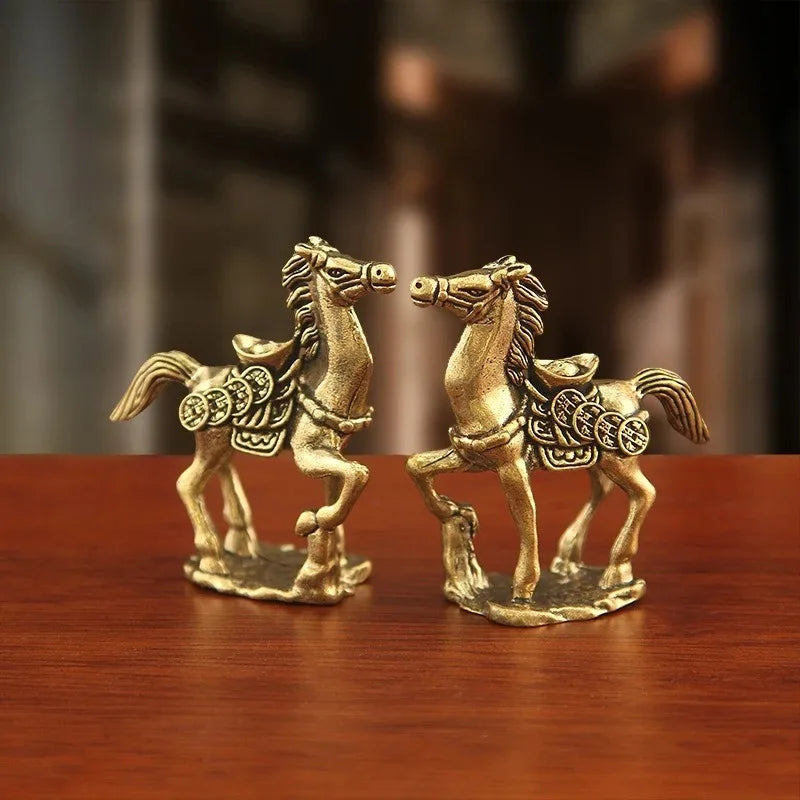 Bronze Horse Desktop Decoration Living Room Tea Table Sculpture Metal Craft Home Decorations Chinese Zodiac Horse Statue муравьи Peaceful Pleasures Health and Wellness