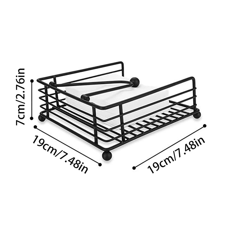 New Rustic Metal Napkin Holder Square Paper Organizer For Kitchen Home Restaurant Cafes - Tabletop Decorative Napkin Holder Peaceful Pleasures Health and Wellness