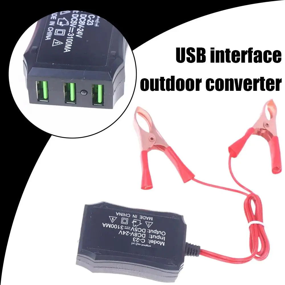 8V-24V Power Adapter Converter USB Interface With Battery Clip Outdoor Emergency Power Adapter For Phone LED Light Peaceful Pleasures Health and Wellness