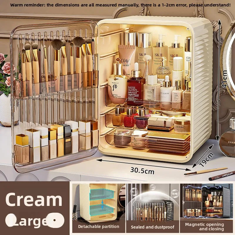 Luxury Cosmetic Organizer Box - Clear Dustproof Makeup Storage with Large Capacity for Dorm Desktop & Vanity Table Organization Peaceful Pleasures Health and Wellness White