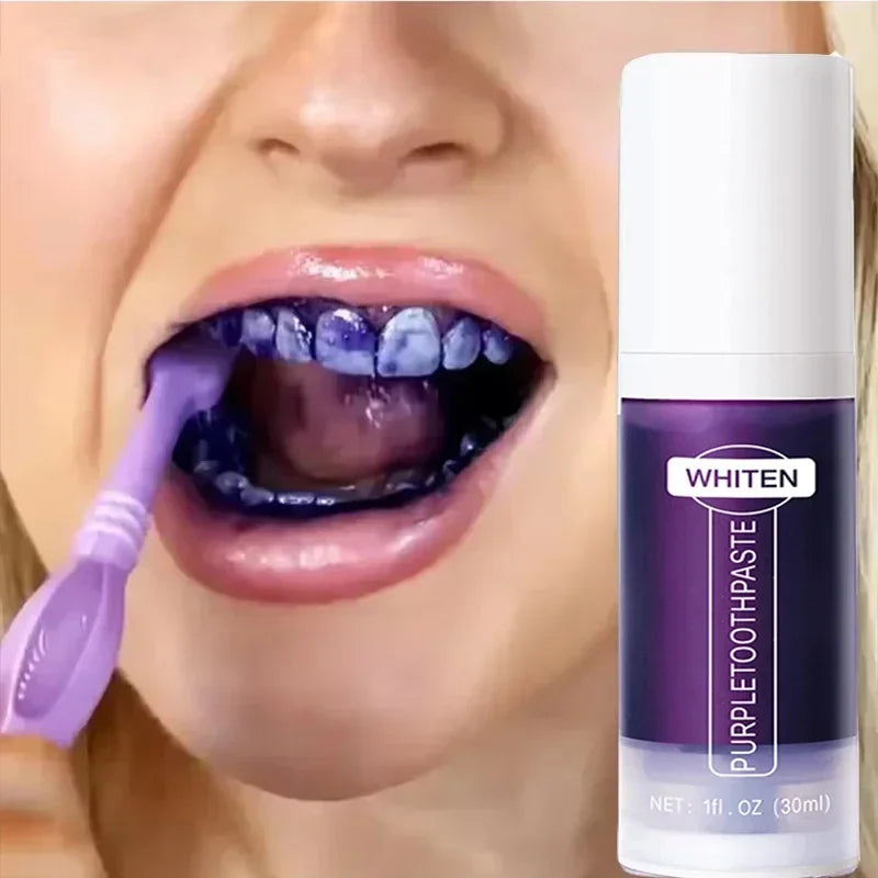V34 Purple Teeth Whitening Toothpaste – Color Correcting Gel