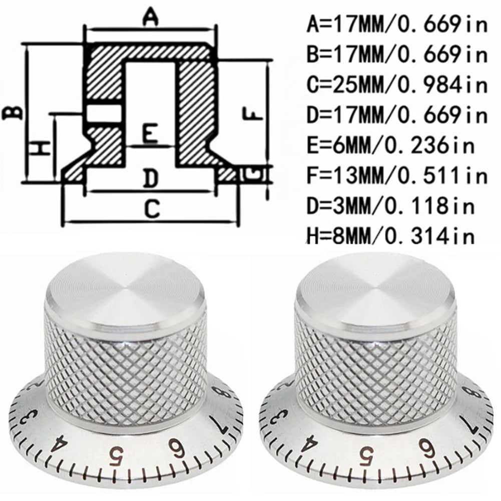 2PCS Aluminum Guitar Potentiometer Knobs – 6mm Screw Fit