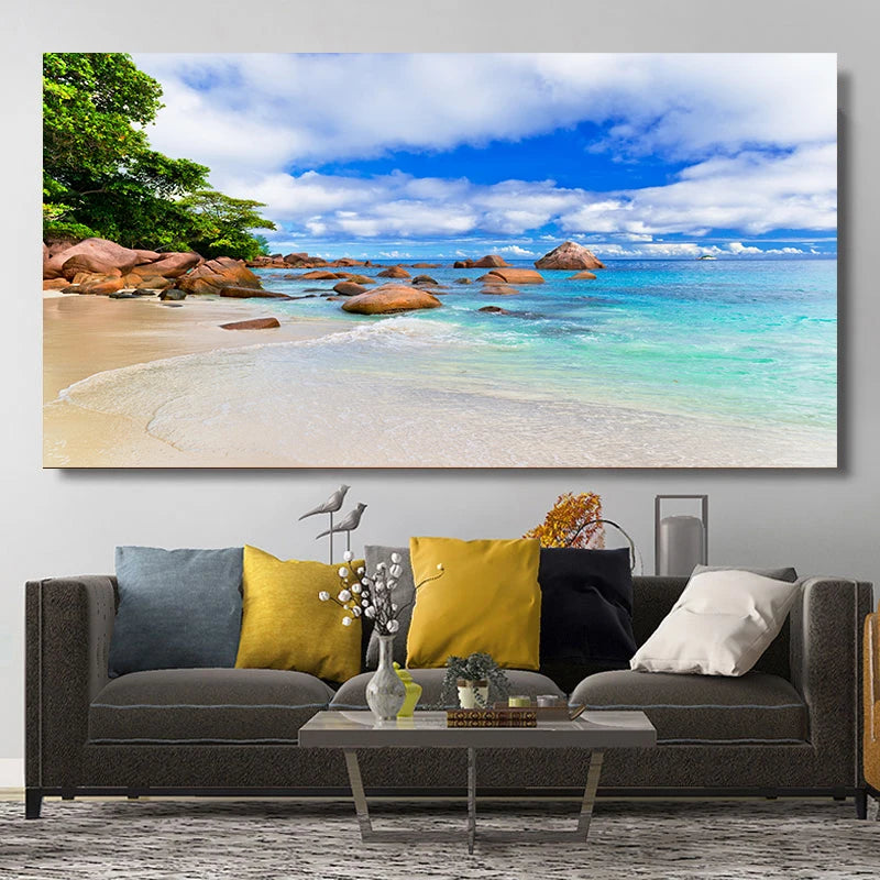 Natural Modern Seascape Wall Pictures Landscape Beach Sea Ocean Canvas Painting Wall Art Posters for Living Room Decor Cuadros Peaceful Pleasures Health and Wellness w2573 seascape-9 30x60cm