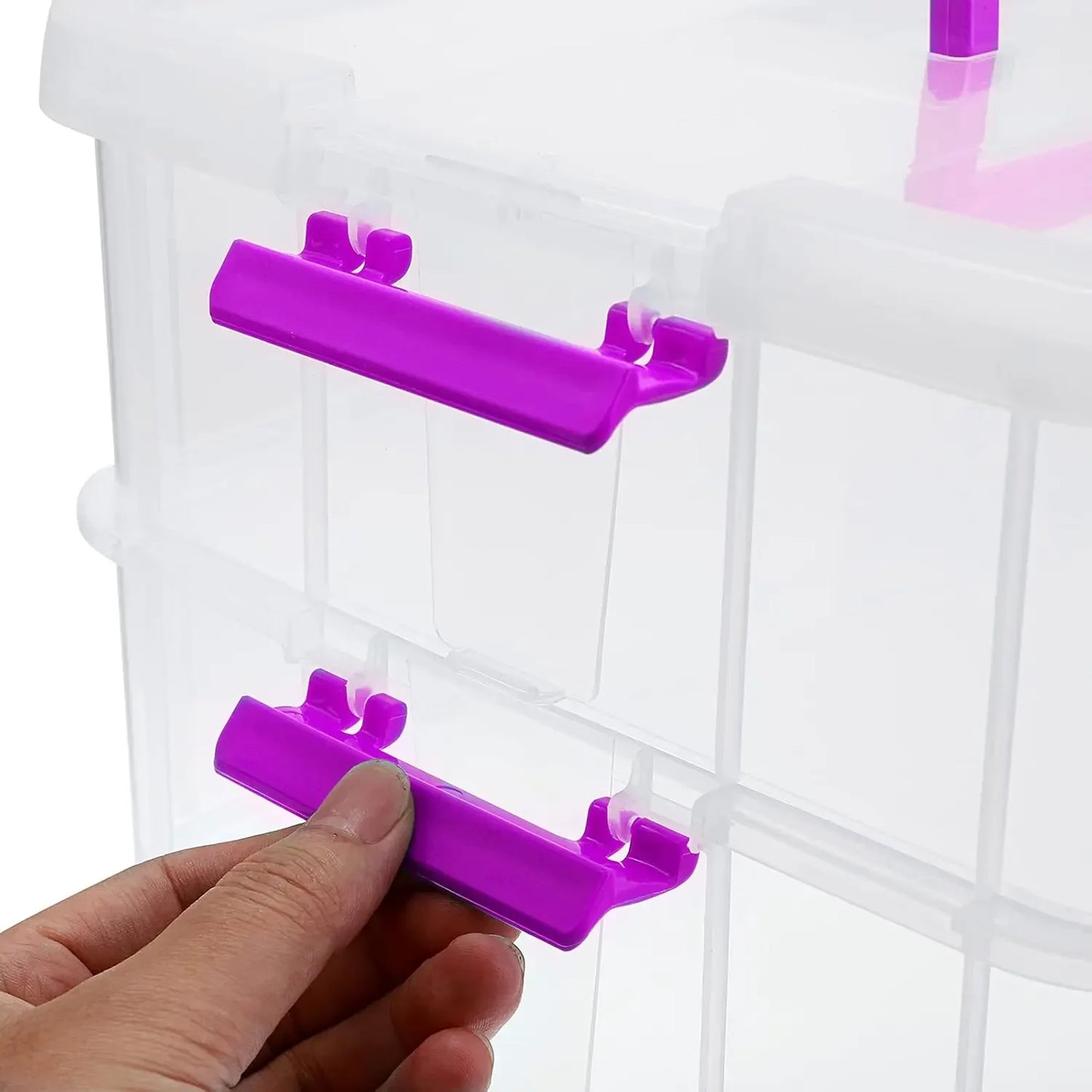 2-Tier Stackable Storage Box with Handle, Portable Organizer for Crafts, Stationery & Beauty Supplies (Purple) Peaceful Pleasures Health and Wellness