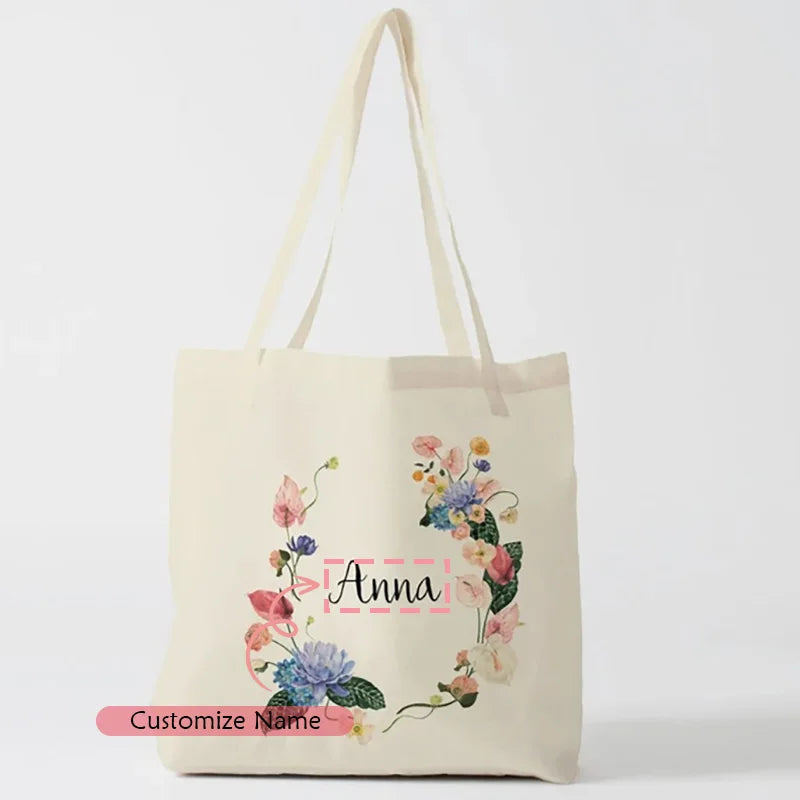 Personalized Flower Tote Bag | Wedding Bridesmaid Party Gift
