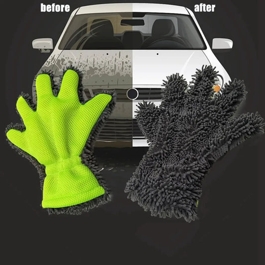Premium 5-Finger Car Washing Gloves - Soft Microfiber Mitts for Effective Cleaning & Drying of Cars & Motorcycles Cleaning Peaceful Pleasures Health and Wellness