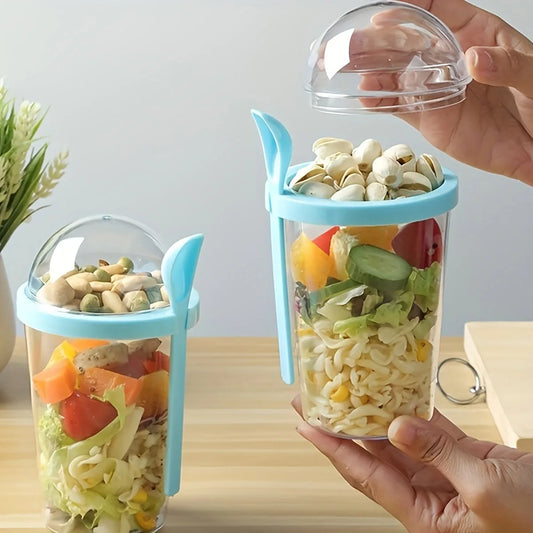Dry Wet Separation Salad Cup Plastic Healthy Salad Container With Spoon Salad Cup With Lid Portable Salad Cup For Outdoor Peaceful Pleasures Health and Wellness
