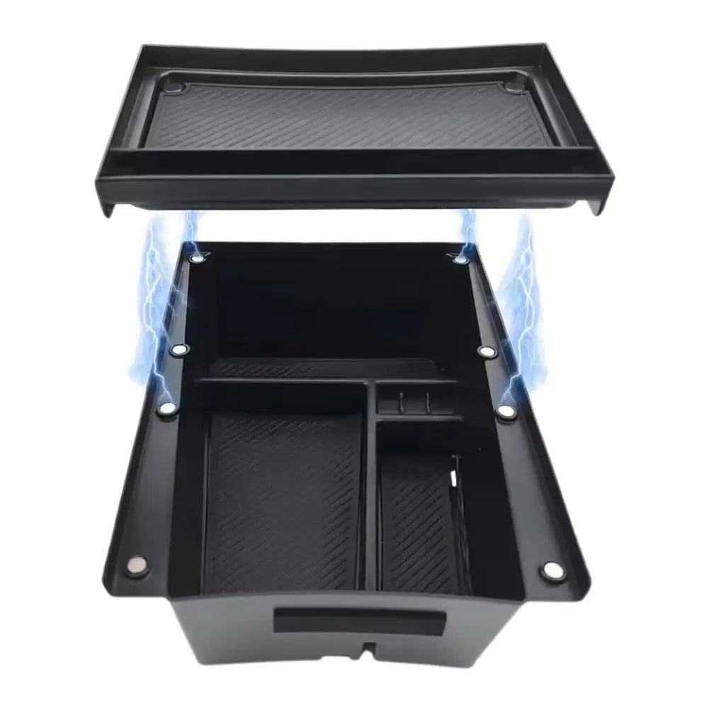 Double Layer Car Console Armrest Under Storage Box Organizer Tray For Kia Ev3 Car Central Card Coin Stowing Tidying Peaceful Pleasures Health and Wellness A