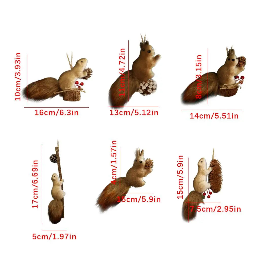 1Pcs Cute Squirrel Doll Ornament Realistic Squirrel Ornament Christmas Decorations Christmas Tree Pendant Home Decoration Peaceful Pleasures Health and Wellness