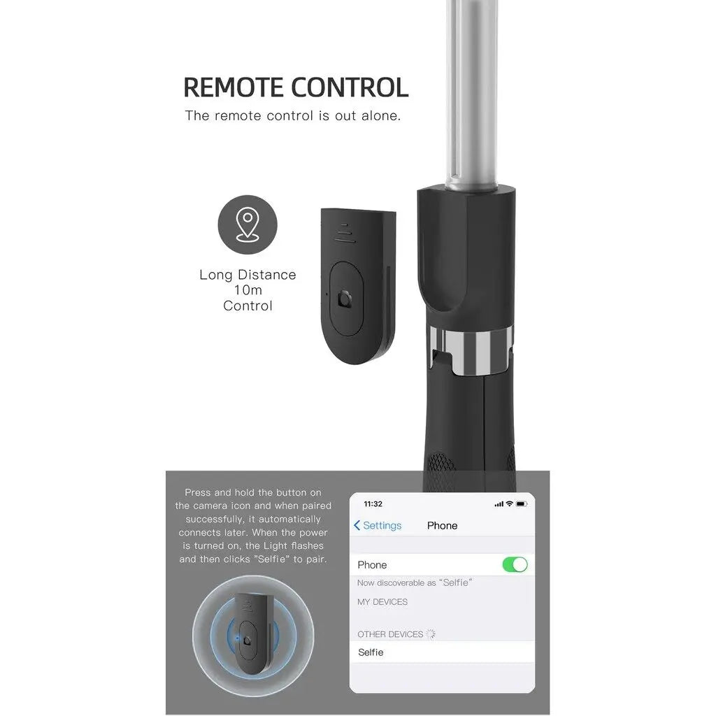 H1 Wireless Bluetooth Selfie Stick tripod monopod stand Phone holder for Outdoor travel 3 IN 1 Peaceful Pleasures Health and Wellness