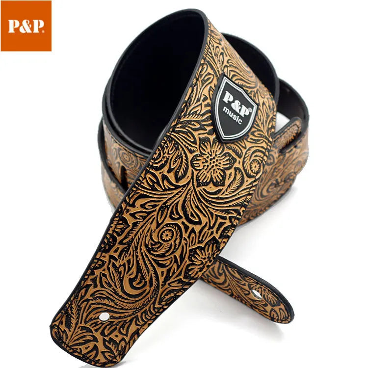 Pvsp Leather Guitar Strap Acoustic Electric Folk Guita Solid Durable