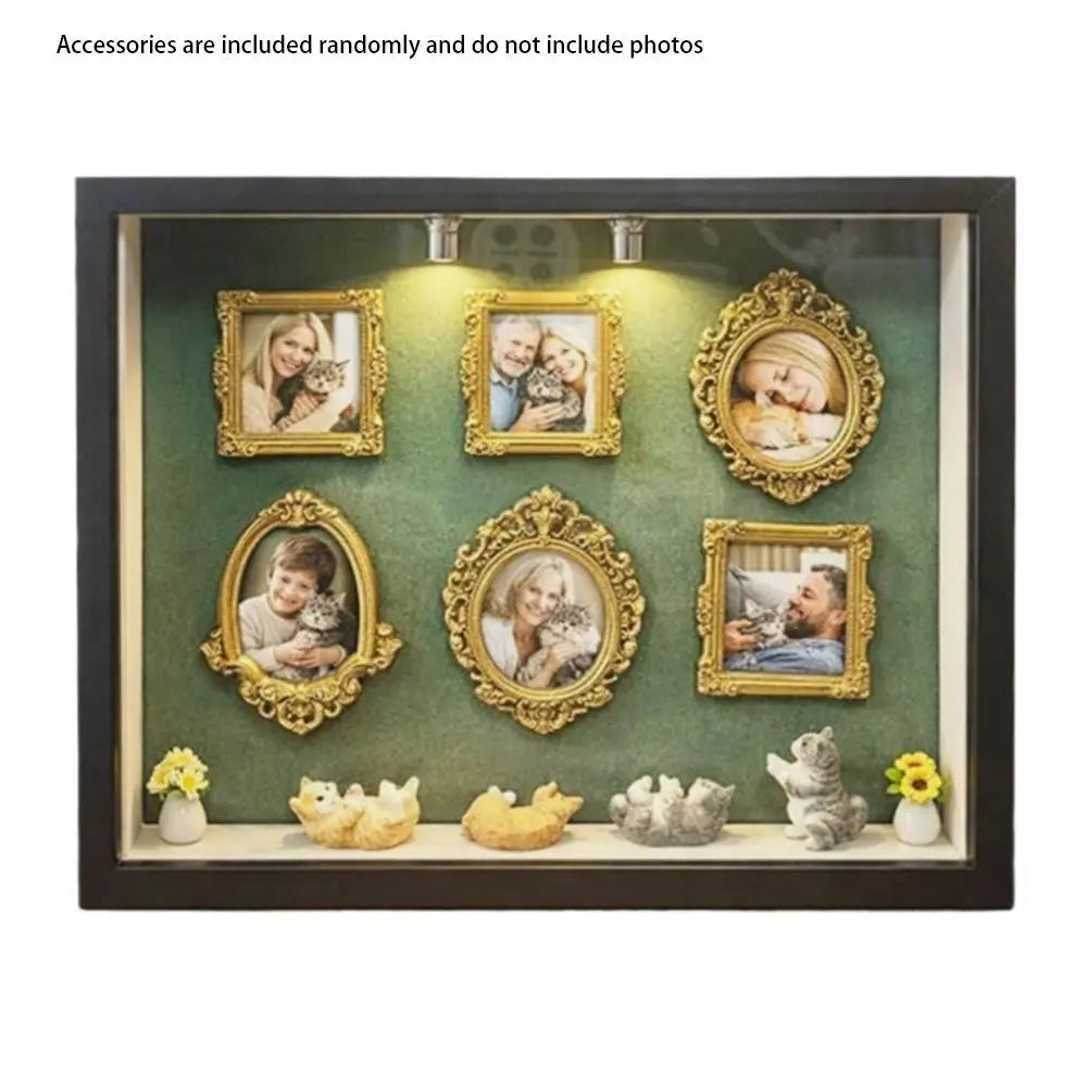 Wooden Mini Museum Photo Frame Box | Cat Lover Gift & Home Décor